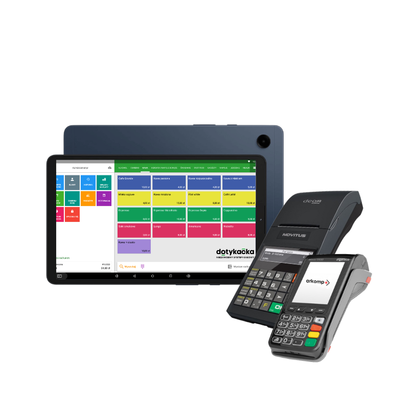 zestaw kasowy mobilny dotykacka tablet drukarka fiskalna novitus deon online i terminal płatniczy